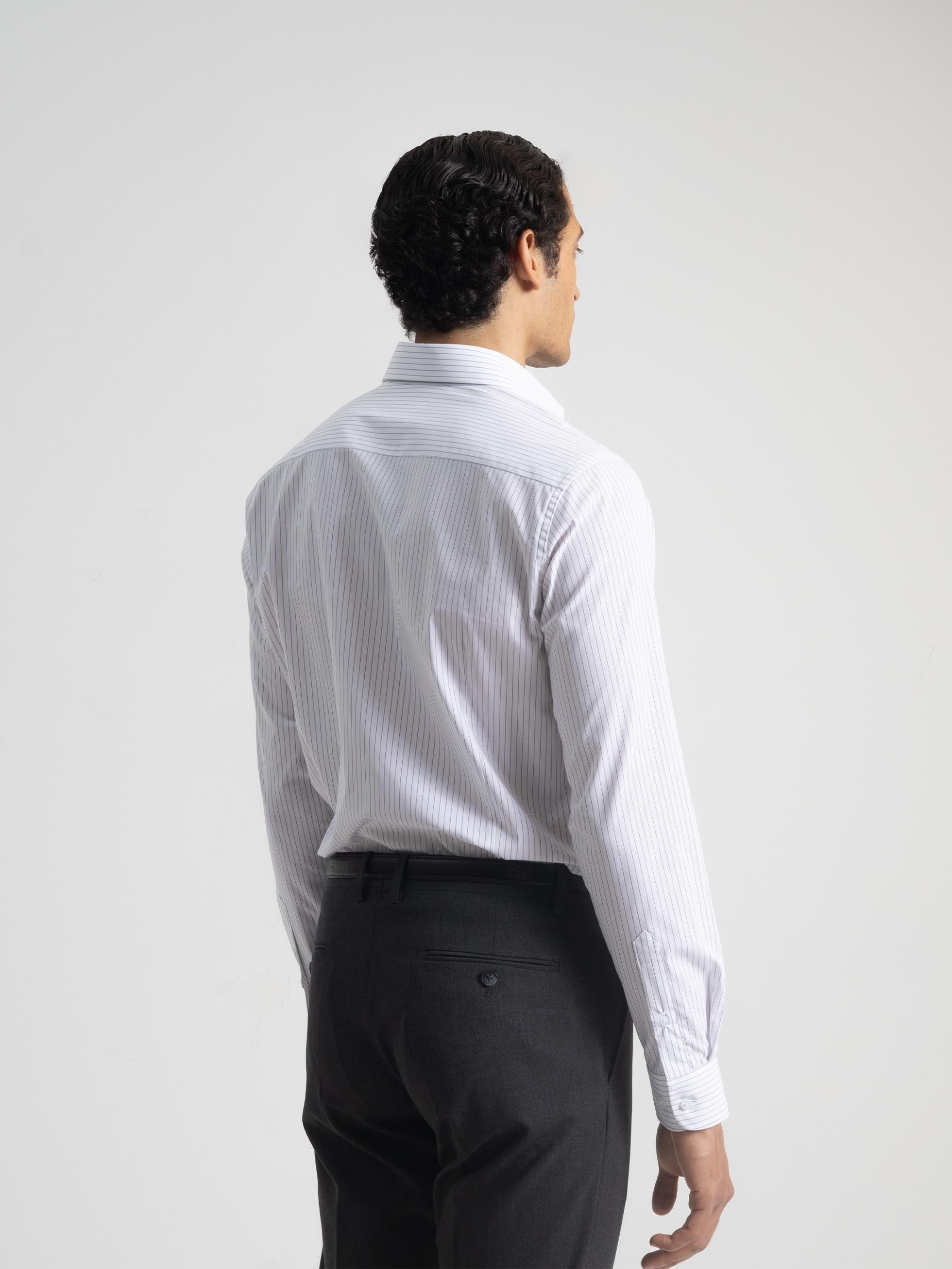 GREY STRIPED DRESS SHIRT