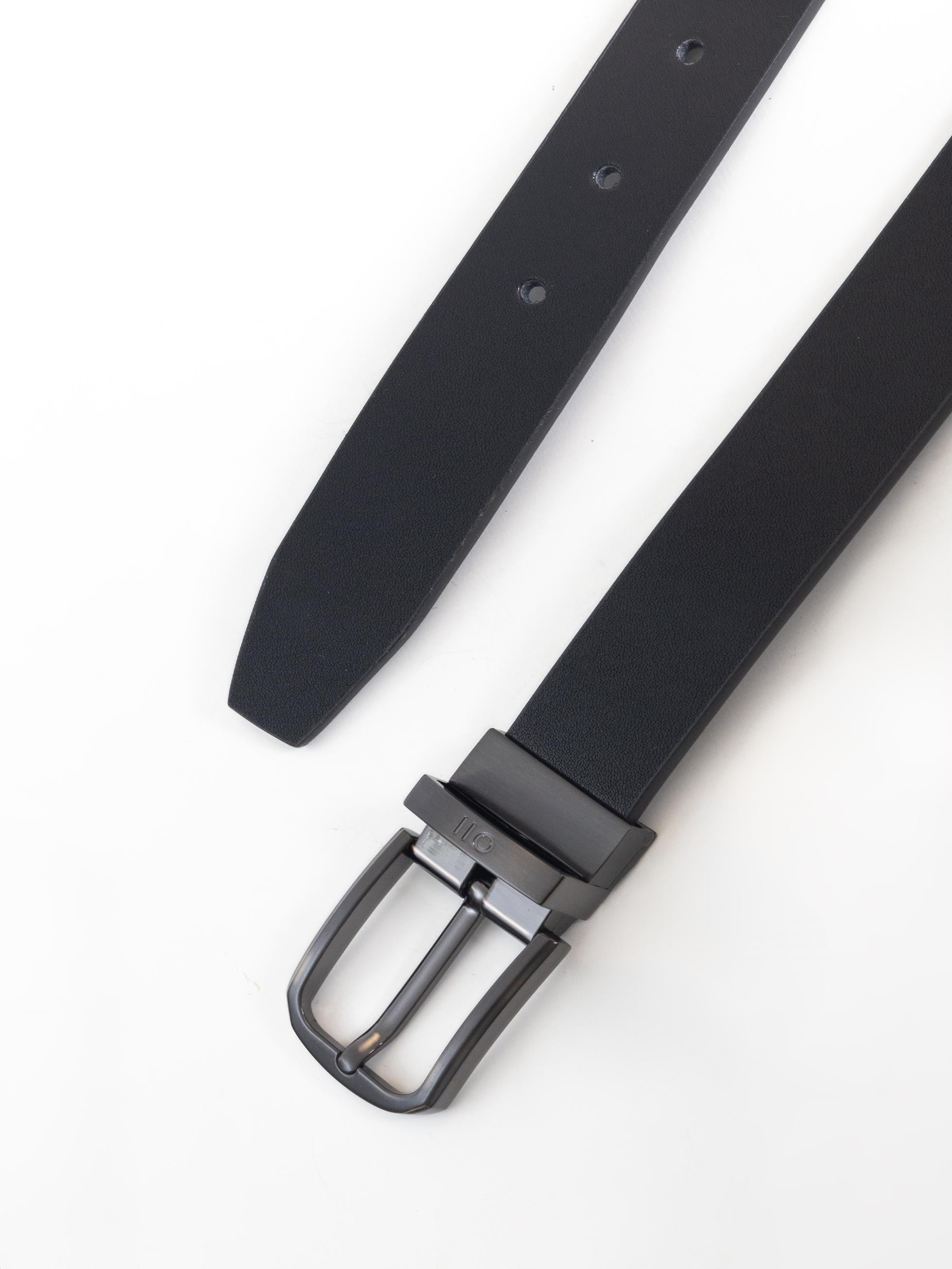 BLACK REVERSIBLE LEATHER BELT