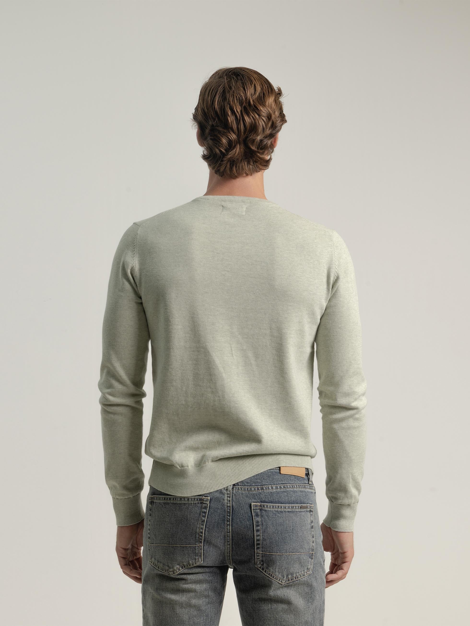 ALOE GREEN COTTON ROUND NECK SWEATER