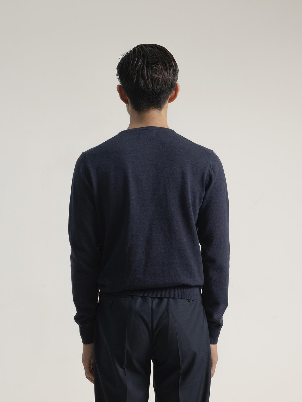 INK BLUE COTTON ROUND NECK SWEATER