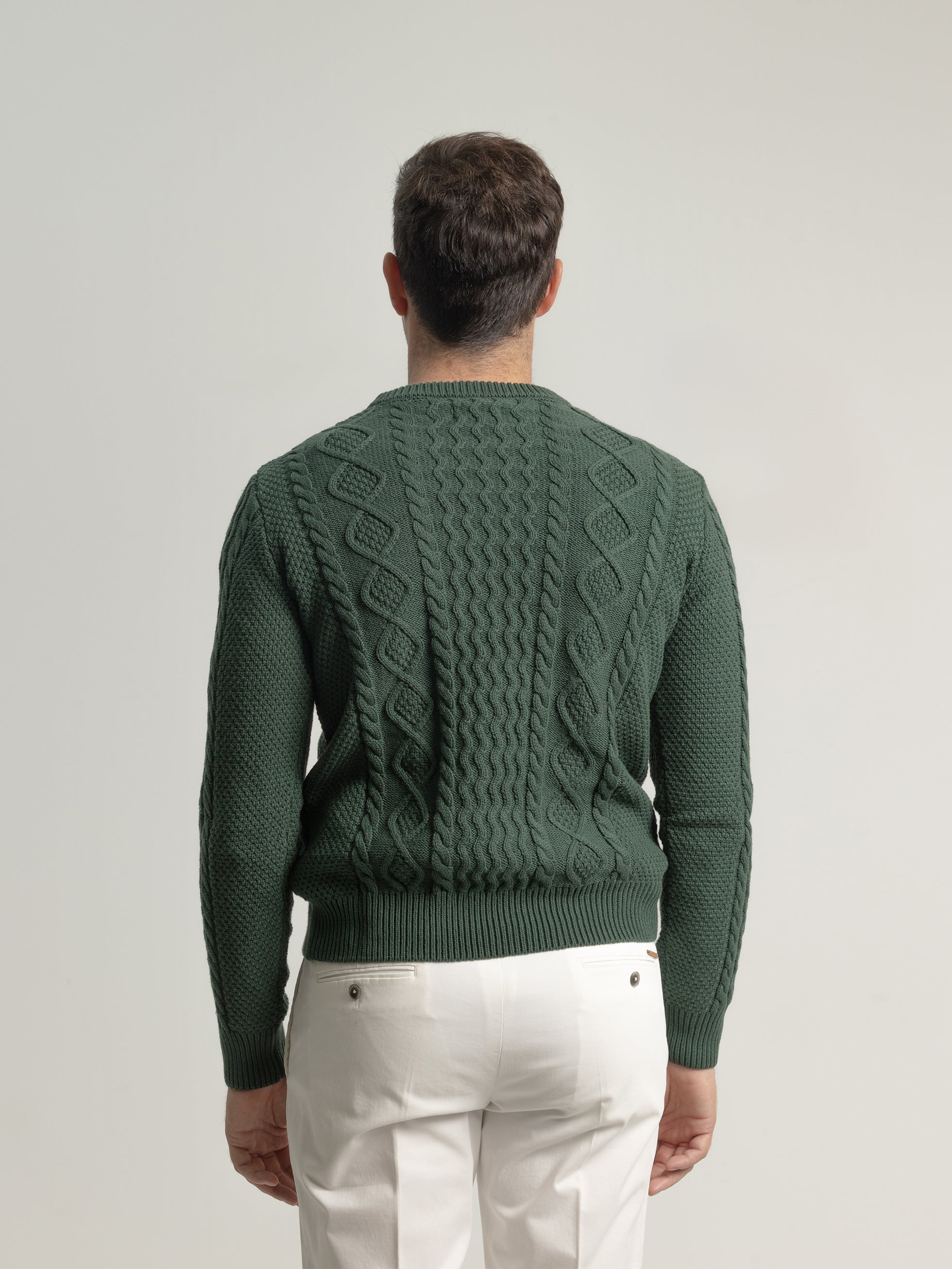 GREEN ARAN SWEATER