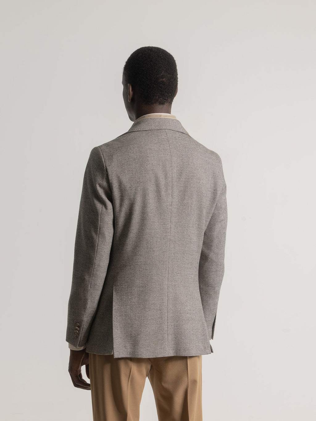 BROWN HOUNDSTOOTH REMOVABLE COLLAR BLAZER