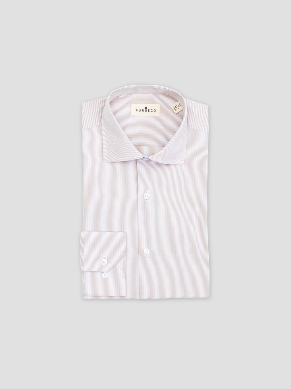 LIGHT BROWN PINSTRIPE DRESS SHIRT