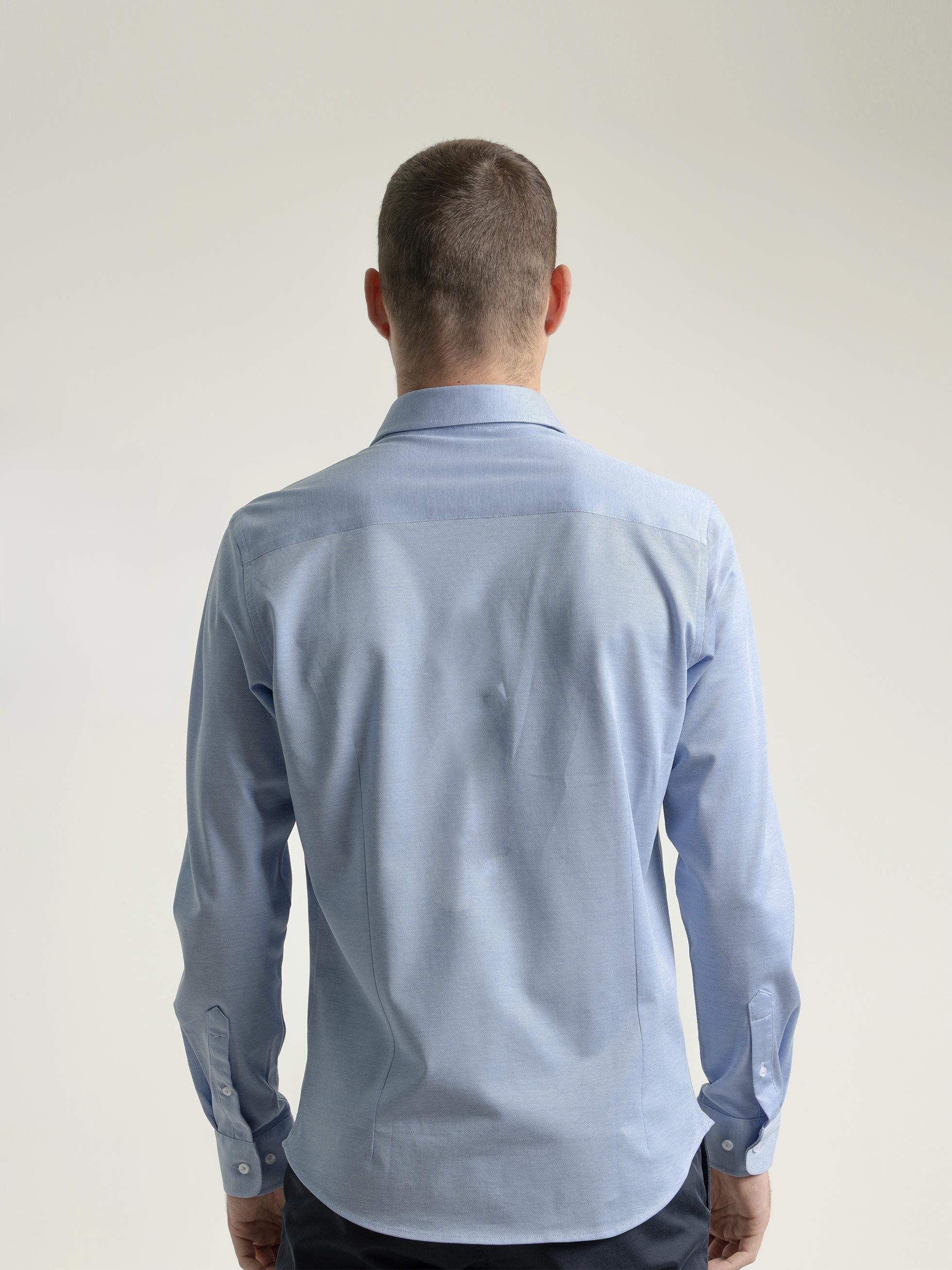 BLUE MICRO STRUCTURE COTTON SHIRT