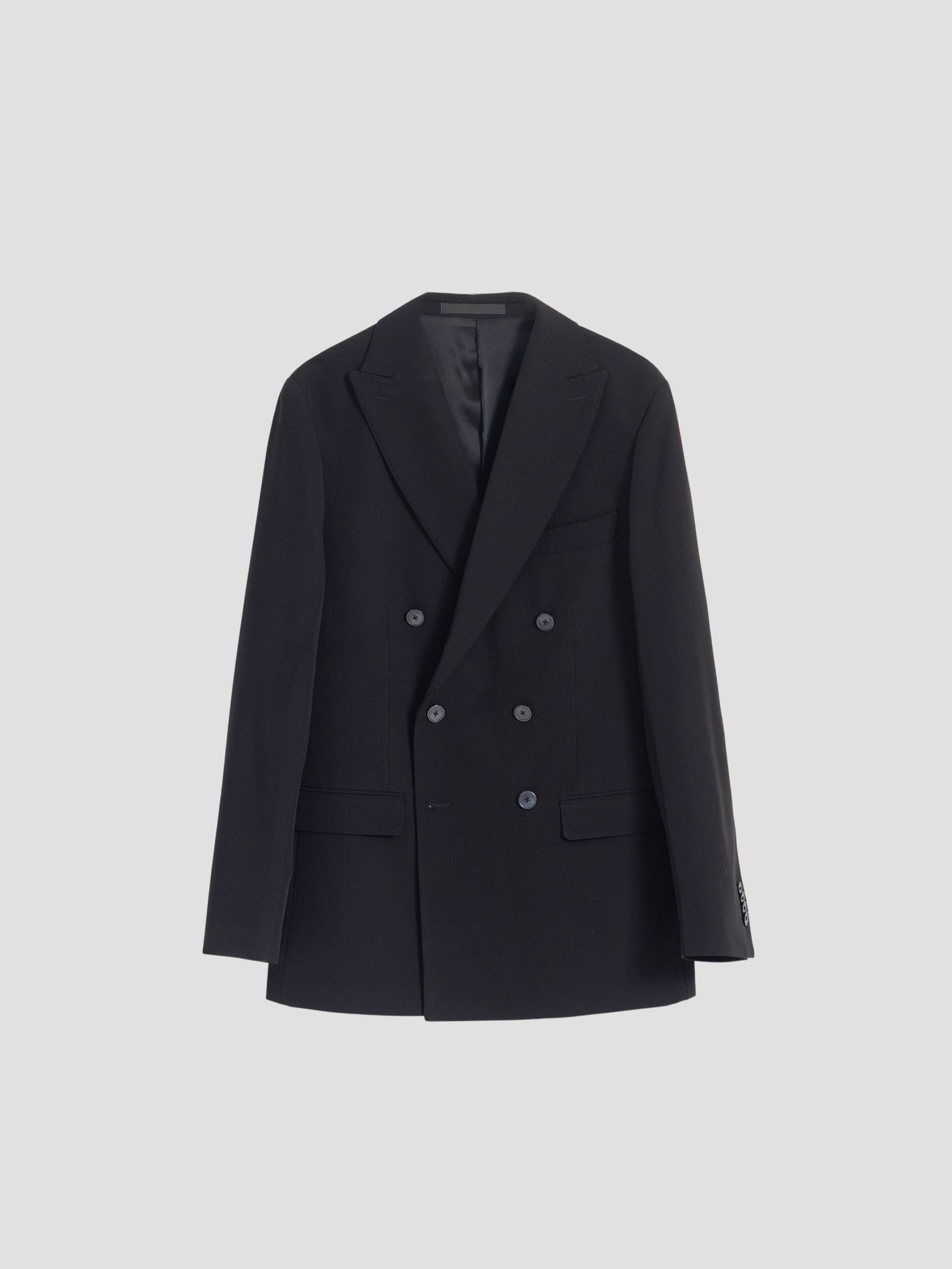BLACK NON-IRON DOUBLE BREASTED BLAZER
