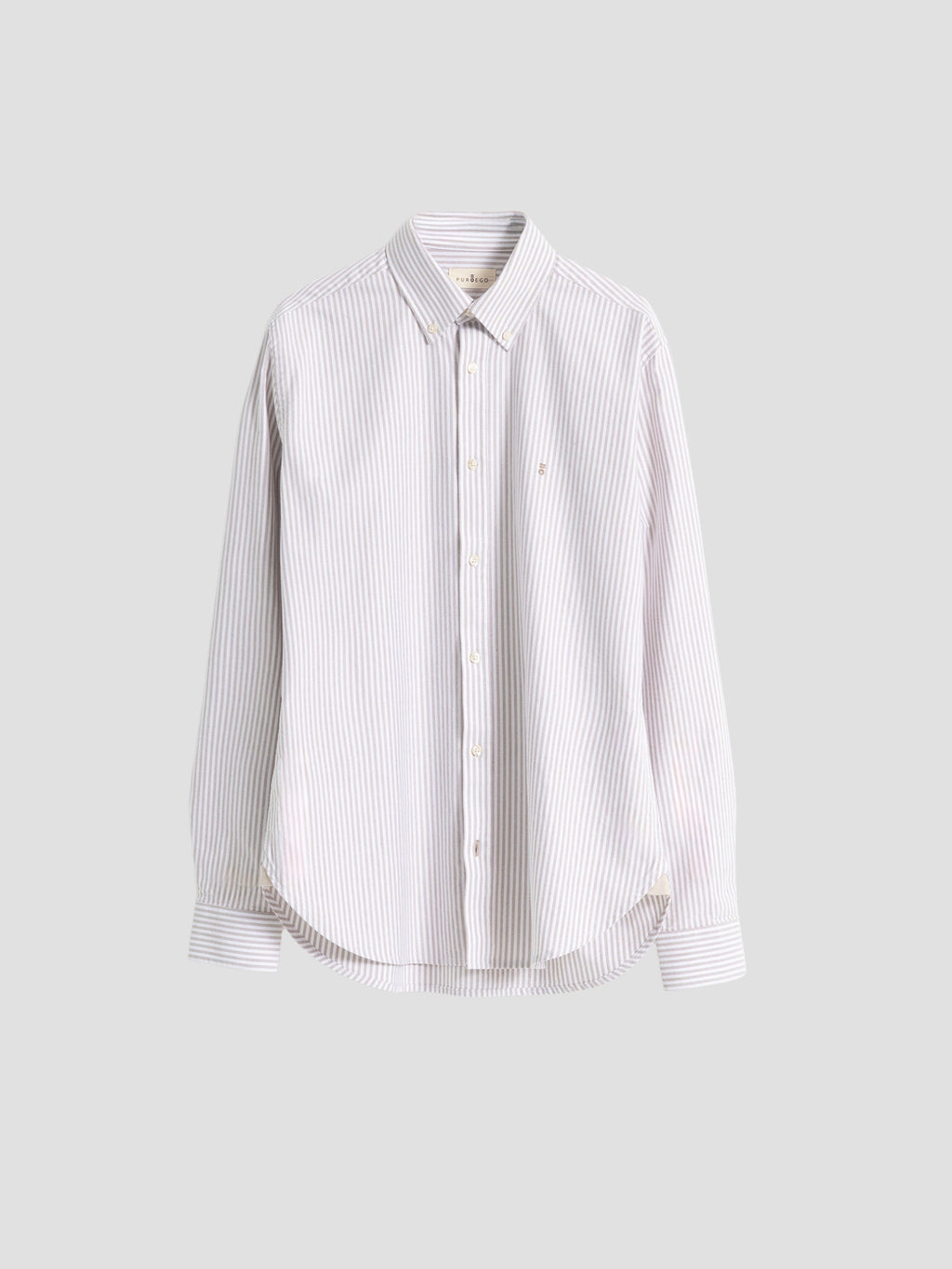 BEIGE COTTON STRIPED OXFORD SHIRT