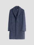 BLUE DETACHABLE COLLAR WOOL COAT