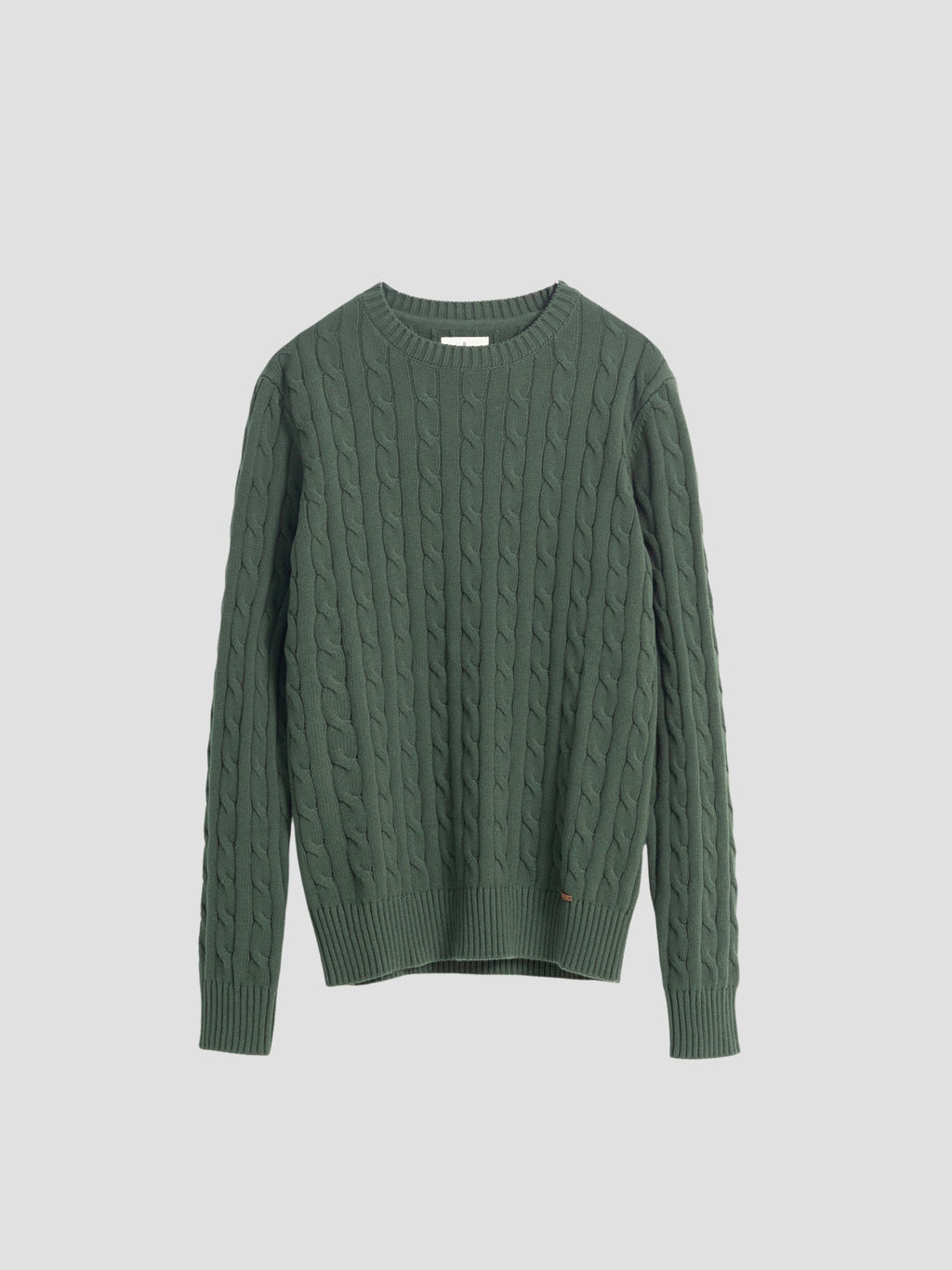 DARK GREEN CABLE KNIT SWEATER