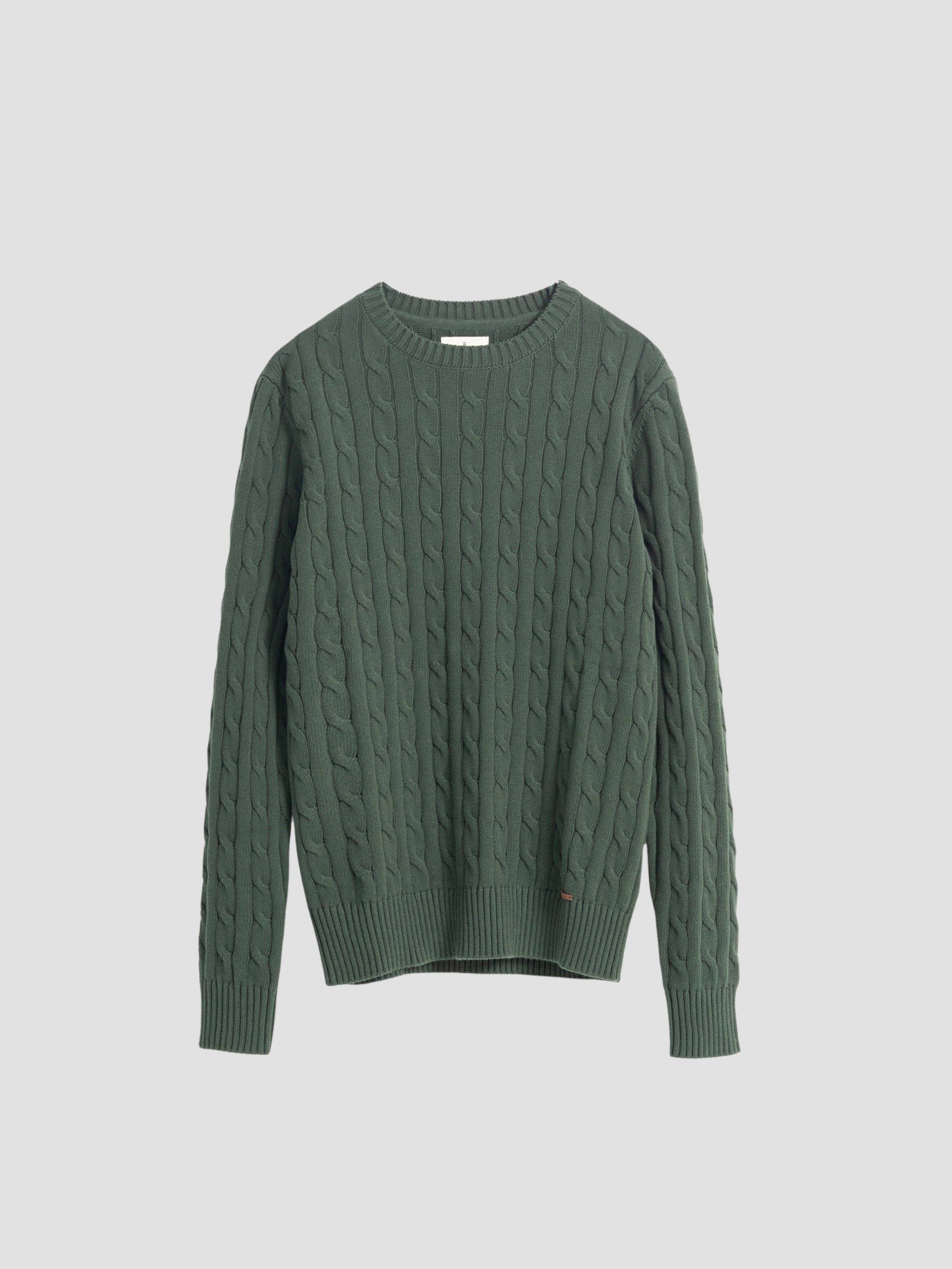 DARK GREEN CABLE KNIT SWEATER