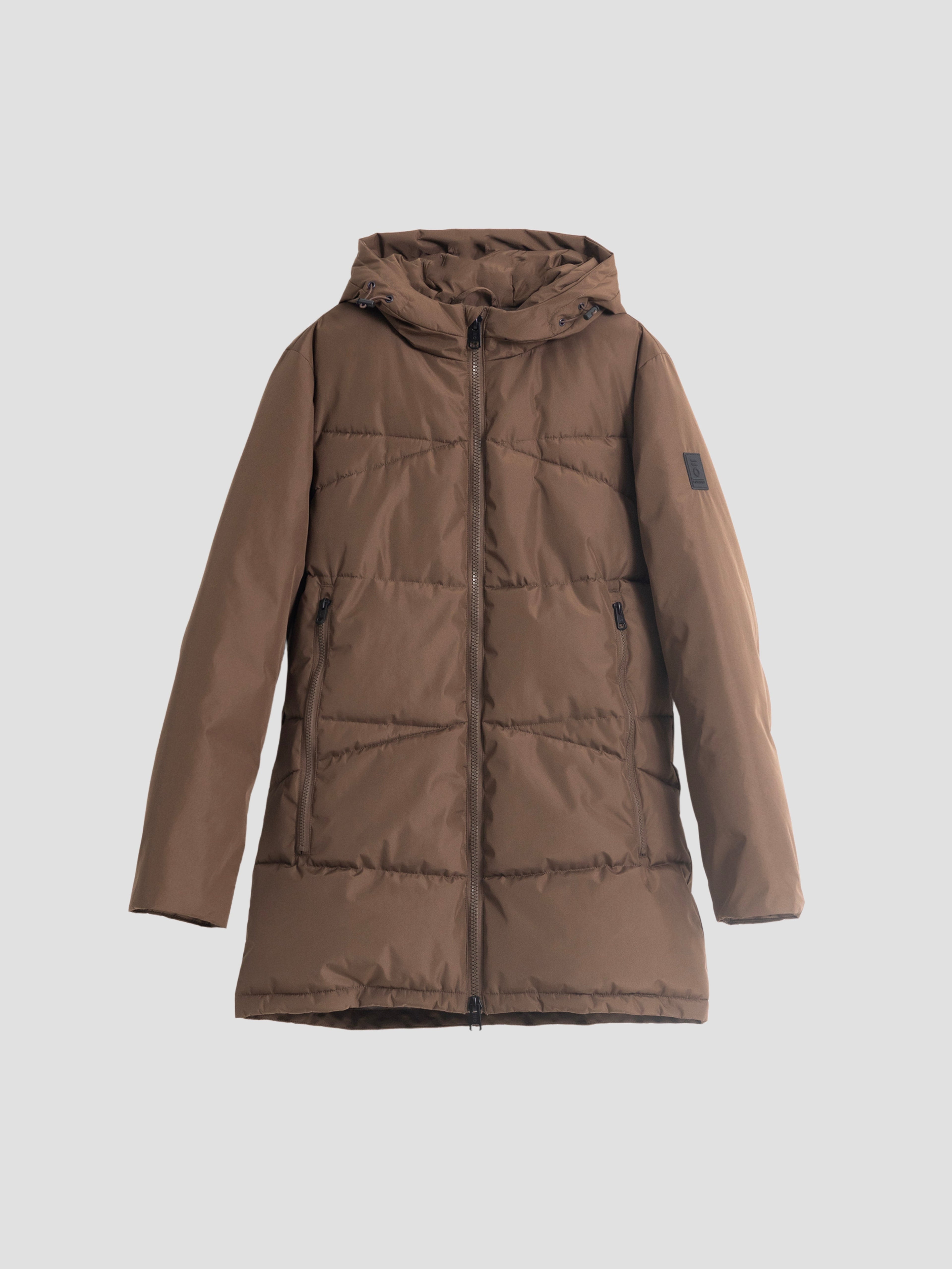 COCOA BROWN PADDED HOODED COAT